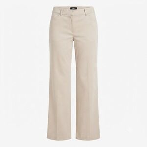 Theory Women's Size 10 Beige Tan Straight Leg Trouser Pants Linen Blend
